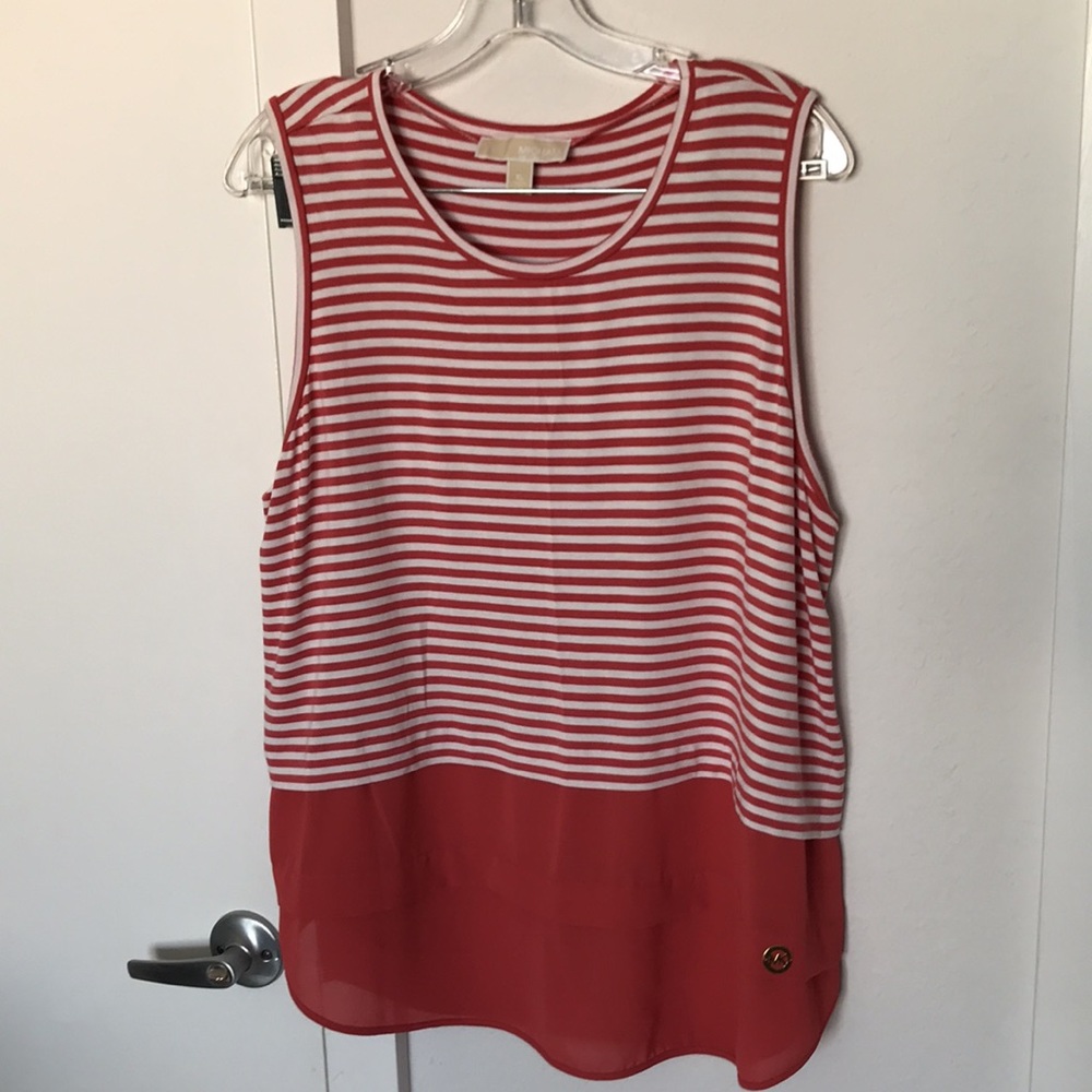 MICHAEL Michael Kors striped tank coral top Sz XL